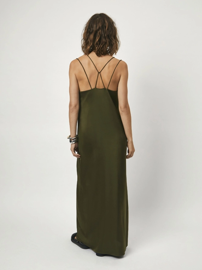 Dante 6 Satijnen Maxi-jurk Donkergroen