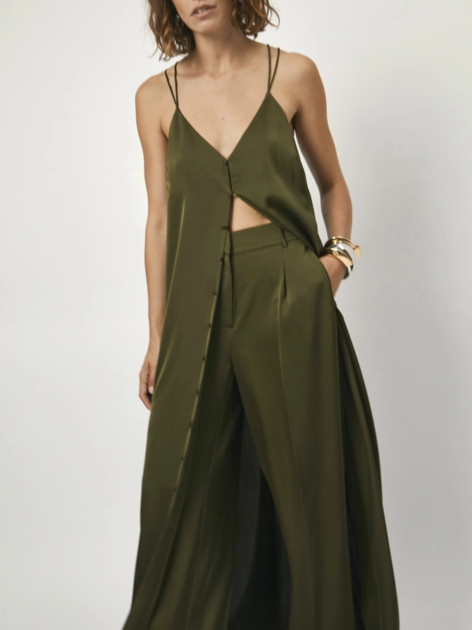 Dante 6 Satijnen Maxi-jurk Donkergroen