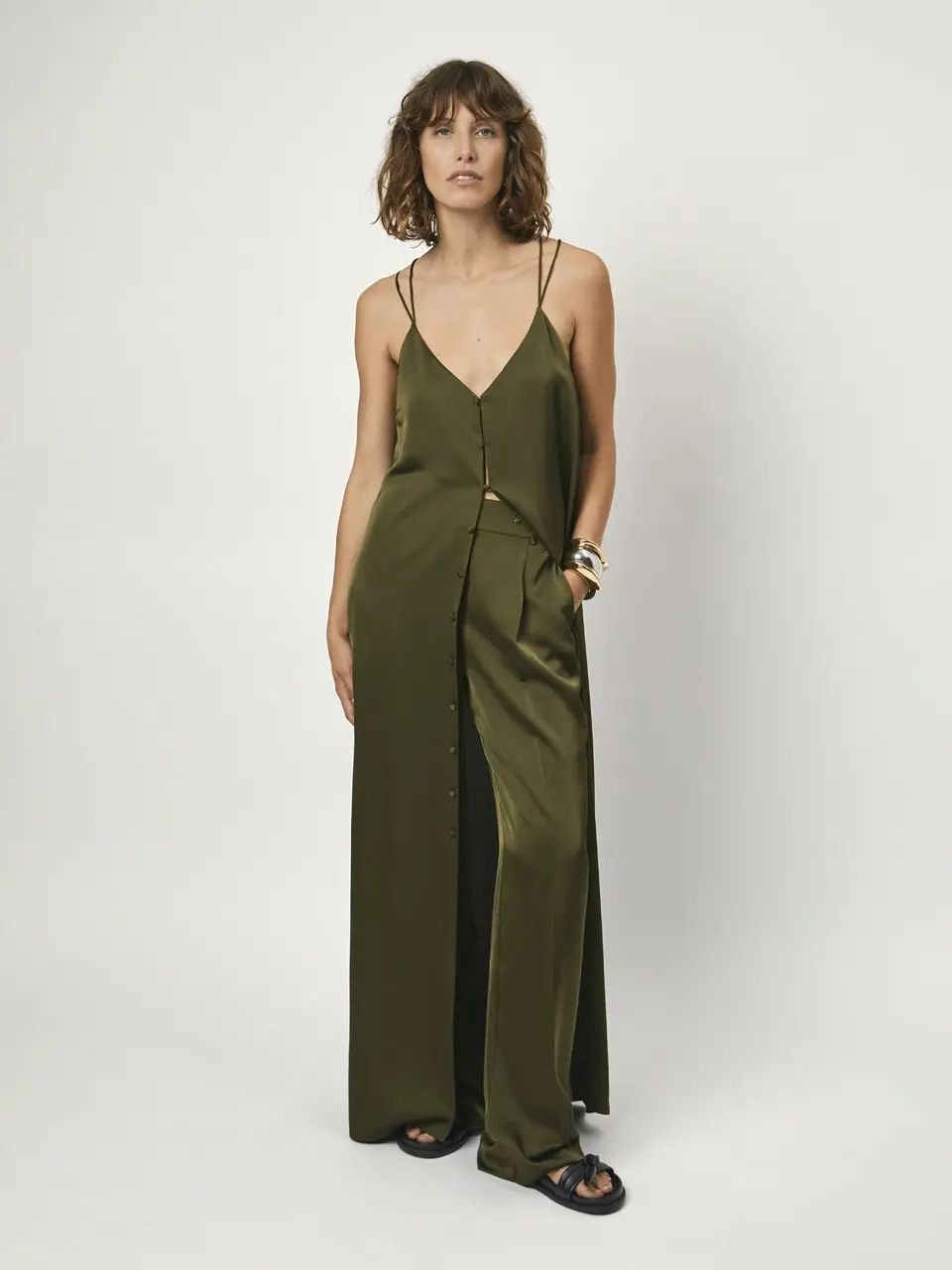 Dante 6 Satijnen Maxi-jurk Donkergroen