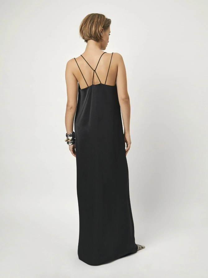 Dante 6 Satijnen Maxi-jurk Zwart