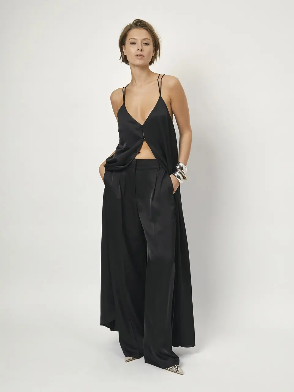 Dante 6 Satijnen Maxi-jurk Zwart