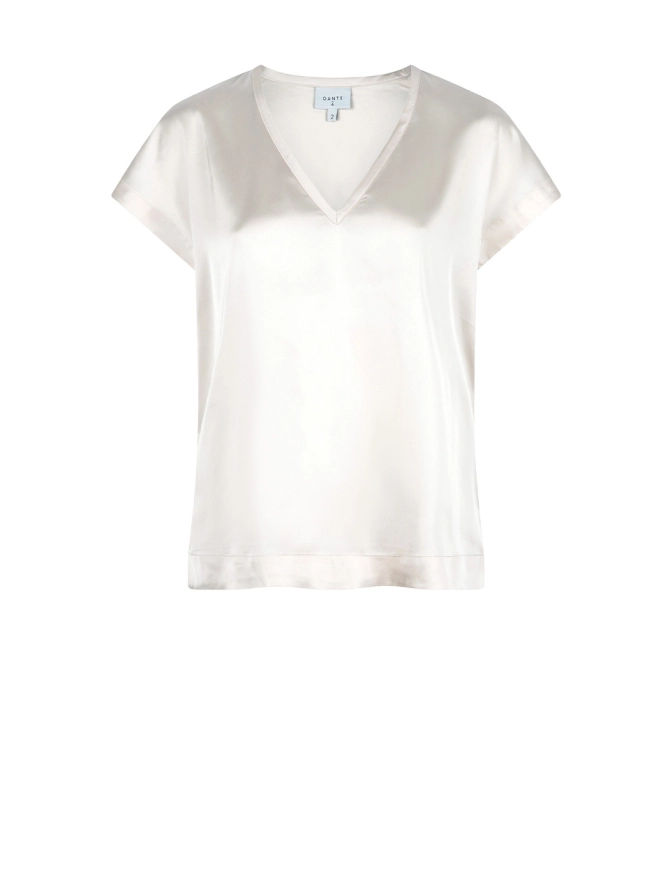 dante 6 Satijnen V-hals top Creme