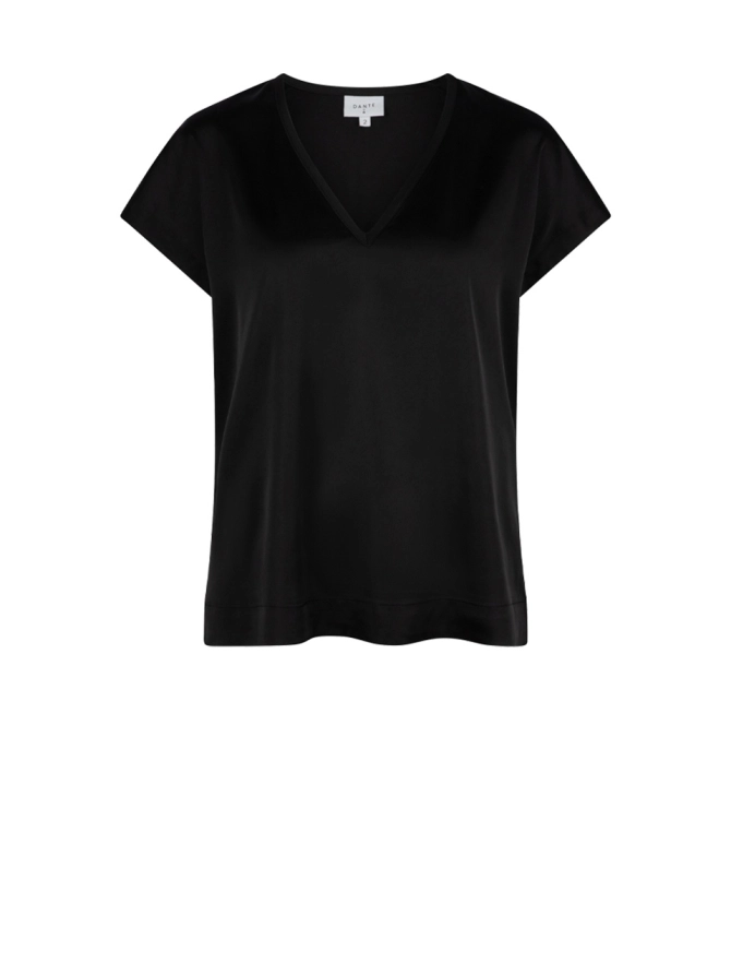 dante 6 Satijnen V-hals top Zwart