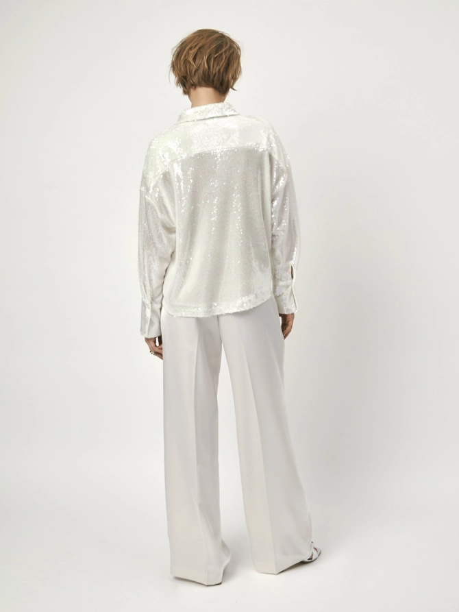 Dante 6 Satijnen Wide Leg Broek Creme