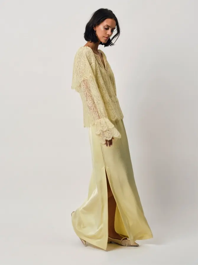 Dante 6 Satin-look Maxi-rok Geel