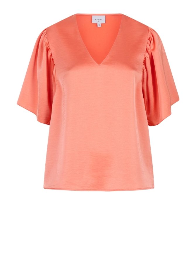 dante 6 Satin-look V-hals top Radiant apricot