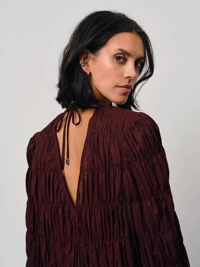 Dante 6 Smocked Boho Top Cacao Brown