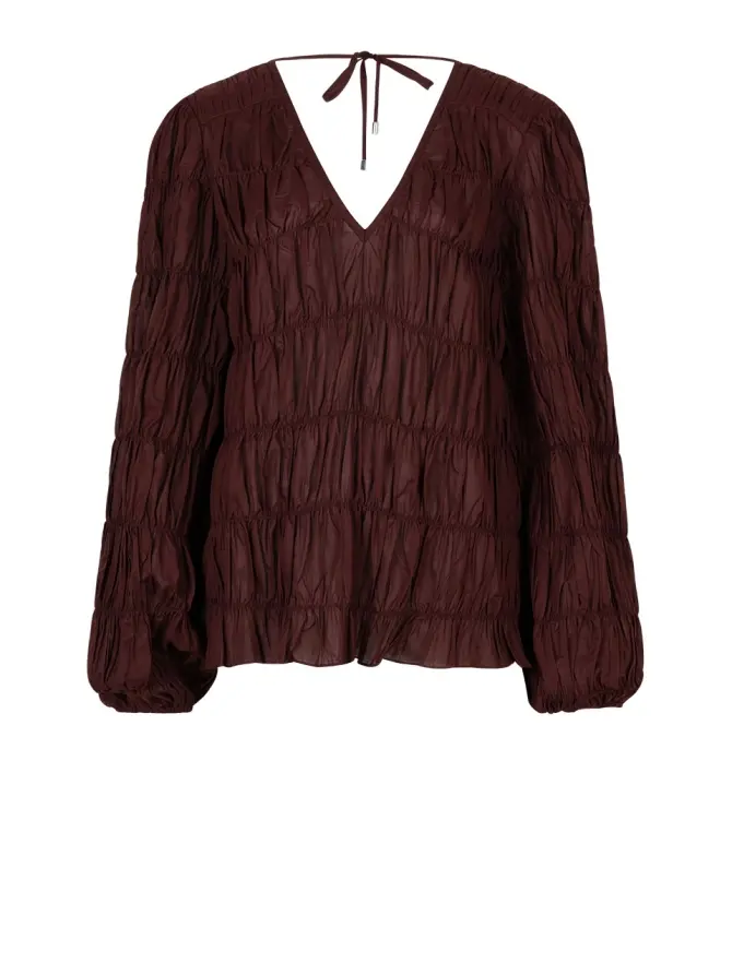 dante 6 Smocked boho top Cacao Brown
