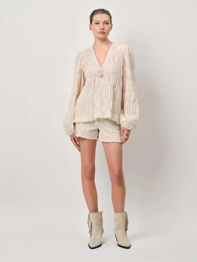 Dante 6 Smocked Boho Top Creme