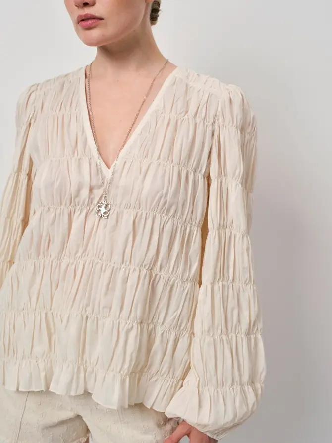 Dante 6 Smocked Boho Top Creme