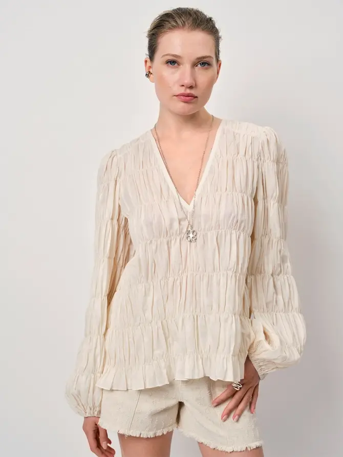 dante 6 Smocked boho top Creme