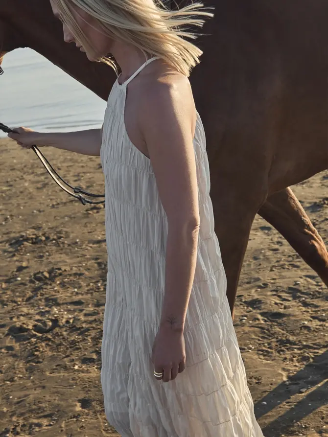 Dante 6 Smocked Maxi-jurk Creme