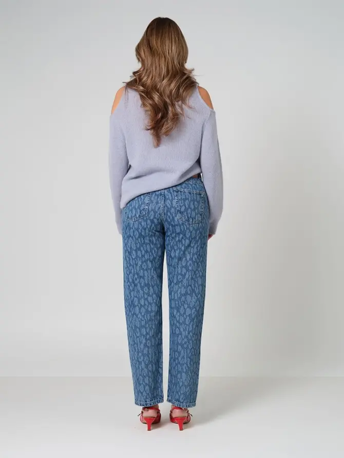 Dante 6 Straight Fit Leopard Jeans Blauw