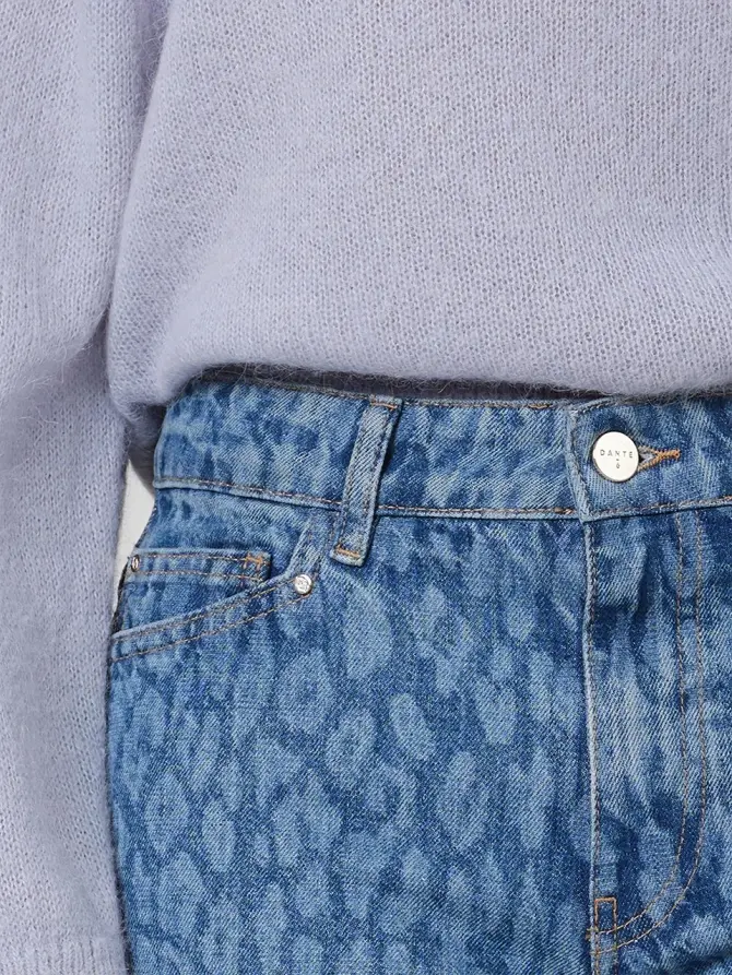 Dante 6 Straight Fit Leopard Jeans Blauw
