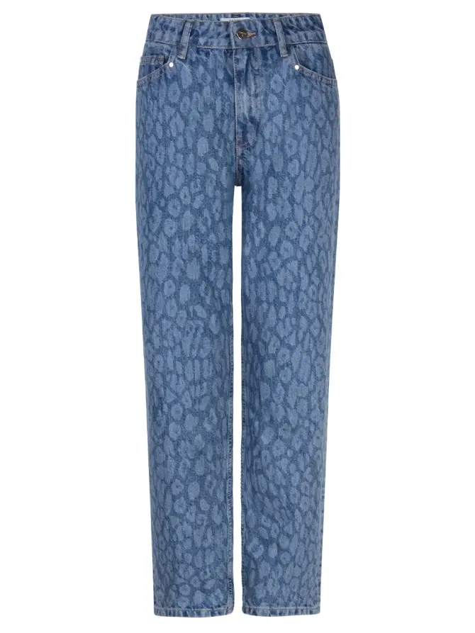 dante 6 Straight fit leopard jeans Blauw