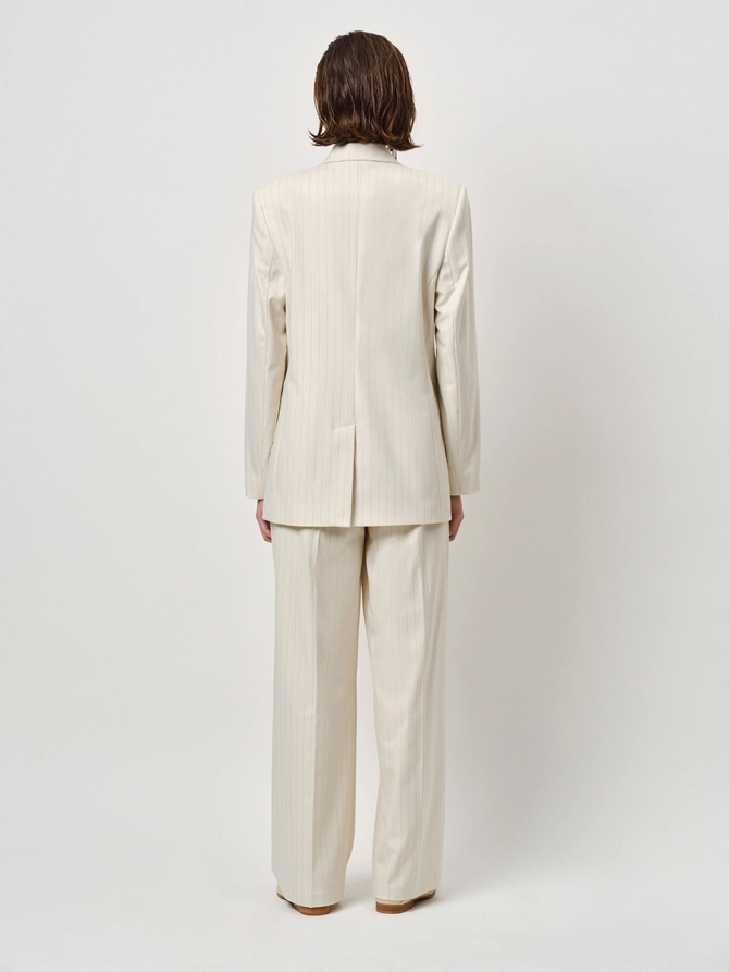 Dante 6 Straight Pinstripe Broek Off-white