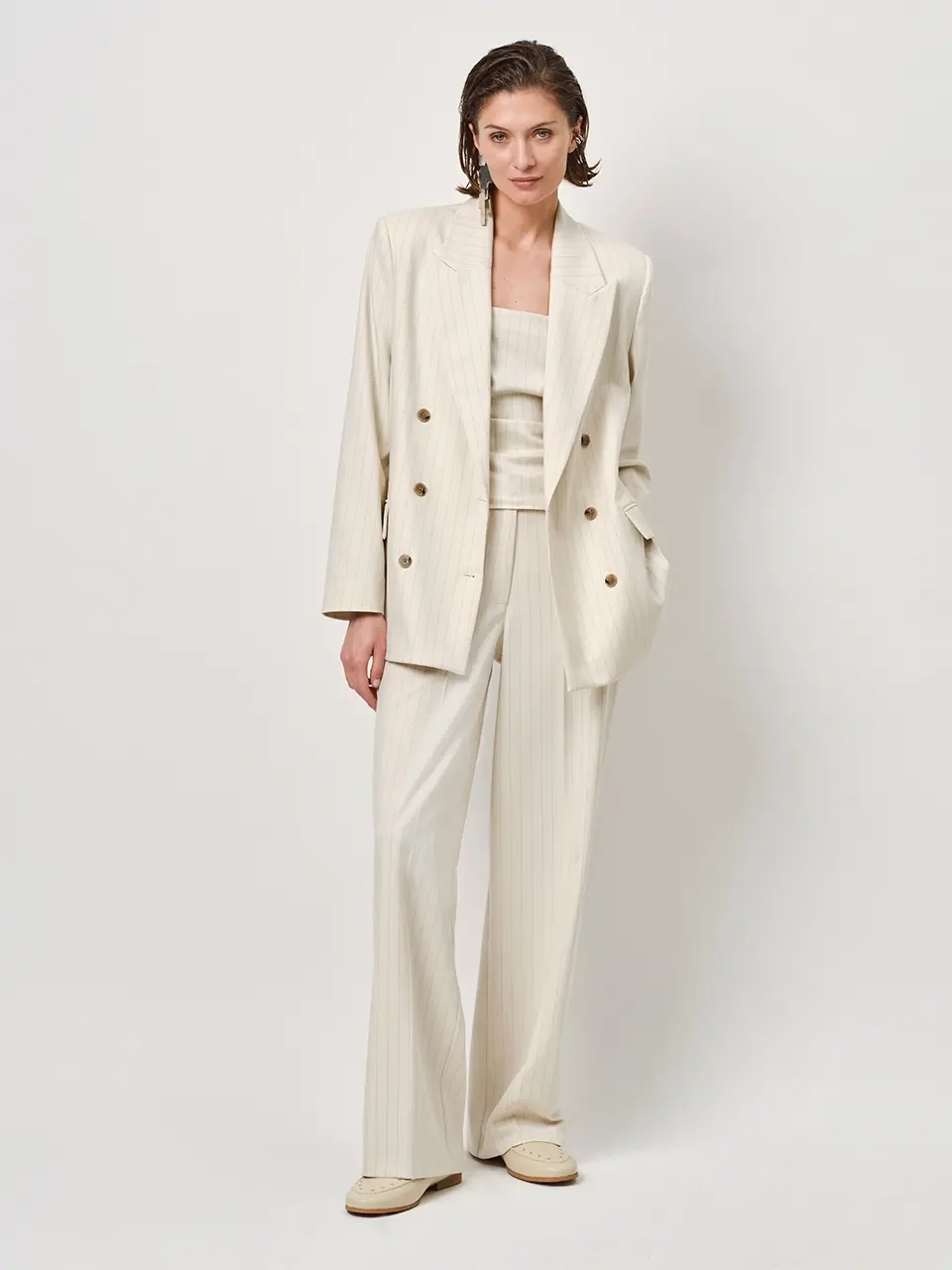 Dante 6 Straight Pinstripe Broek Off-white
