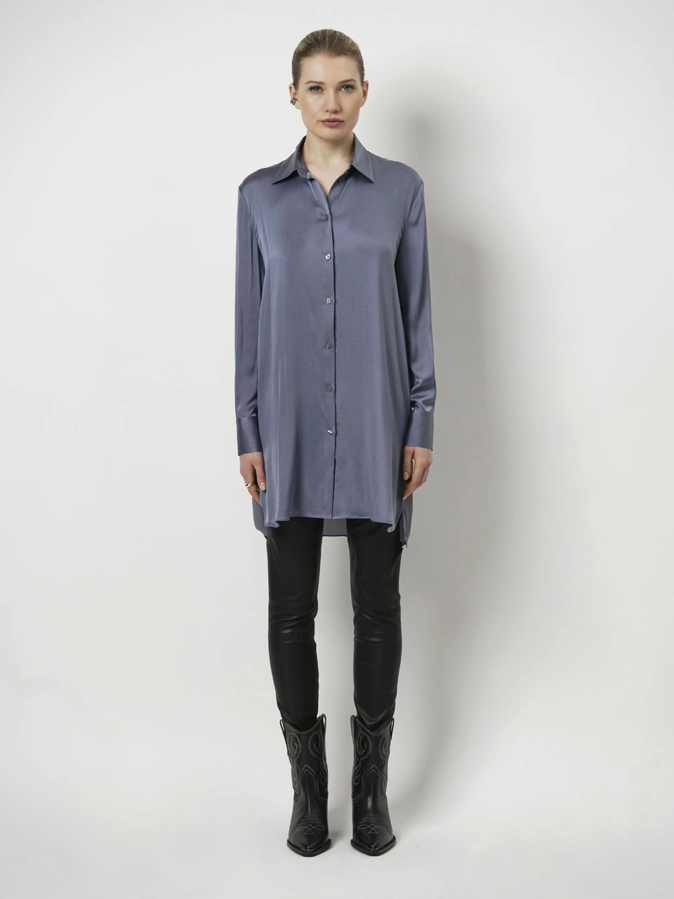 Dante 6 Stretch Zijde Blouse Blauw