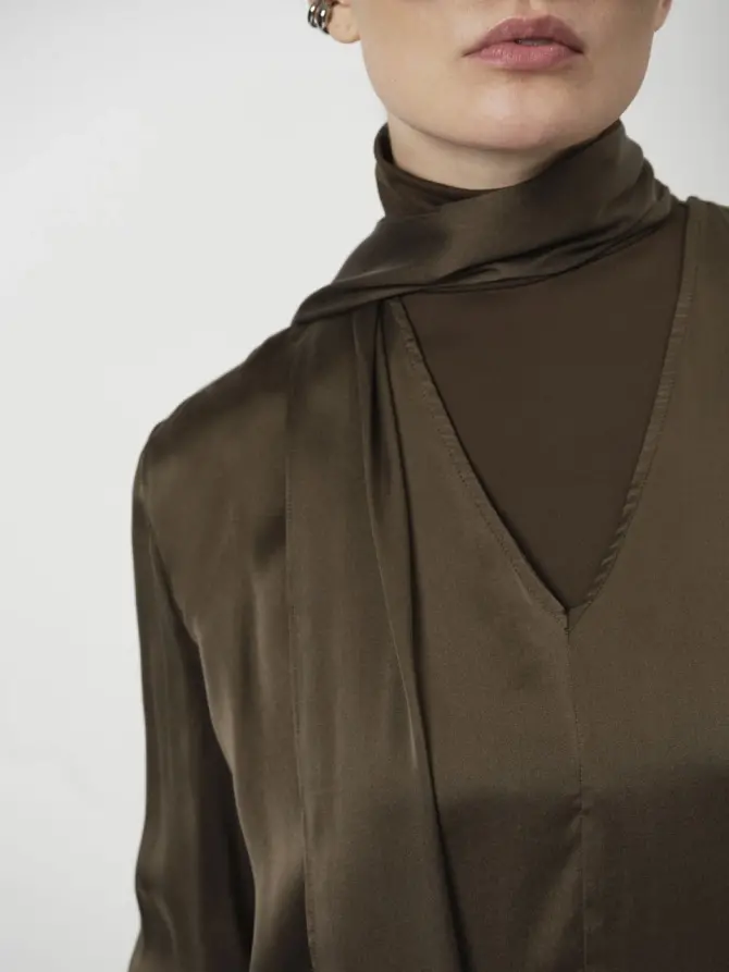 Dante 6 Stretch Zijde Blouse Donkergroen