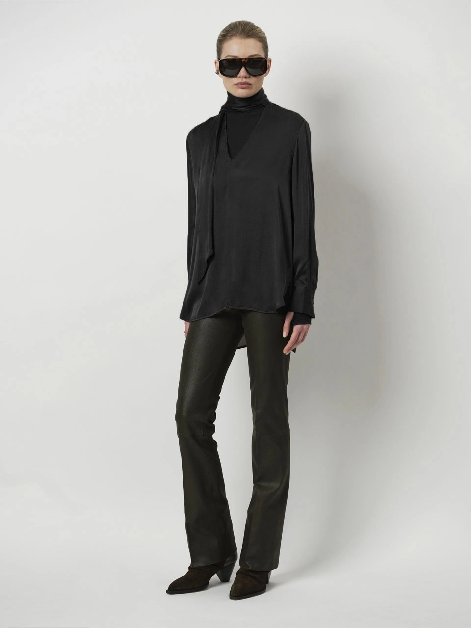 Dante 6 Stretch Zijde Blouse Zwart