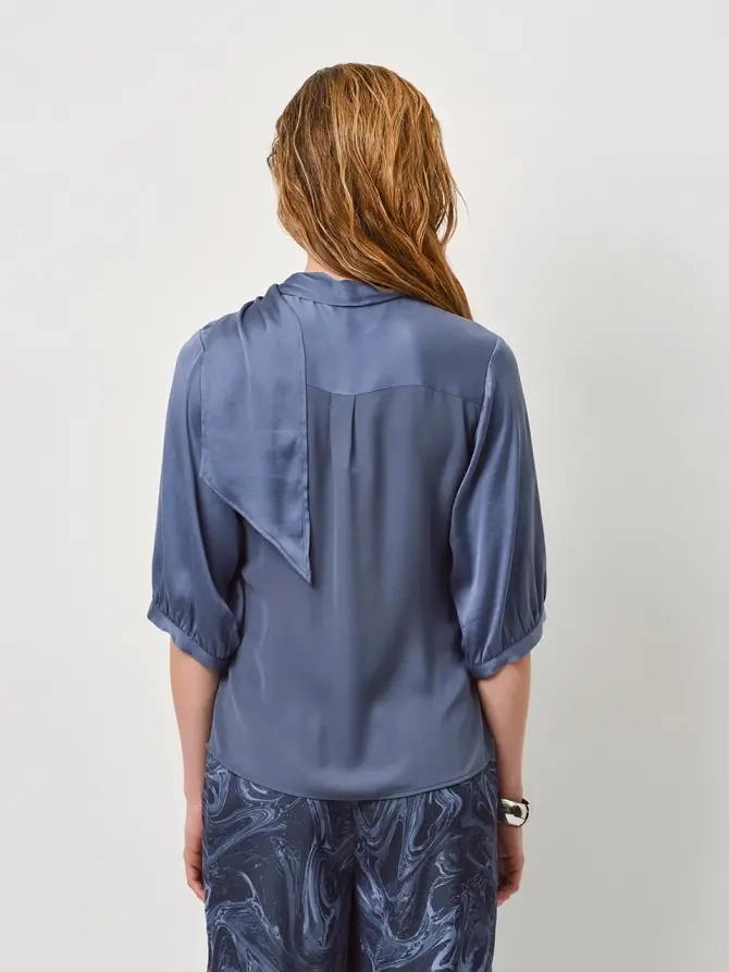 Dante 6 Stretchzijde Blouse Donkerblauw