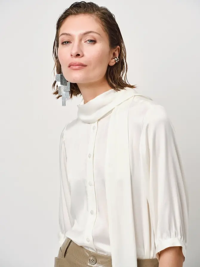 Dante 6 Stretchzijde Blouse Off-white