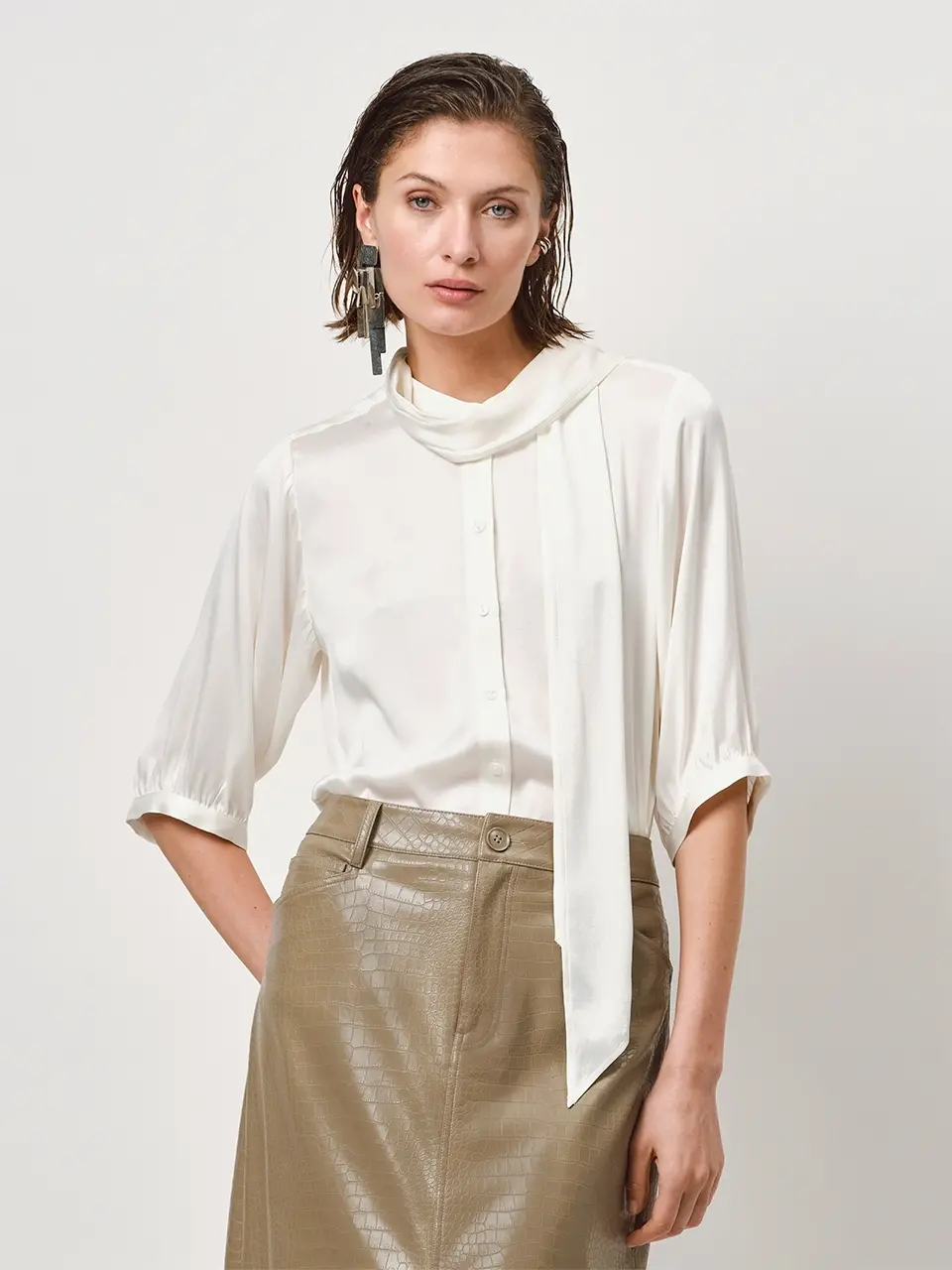 Dante 6 Stretchzijde Blouse Off-white