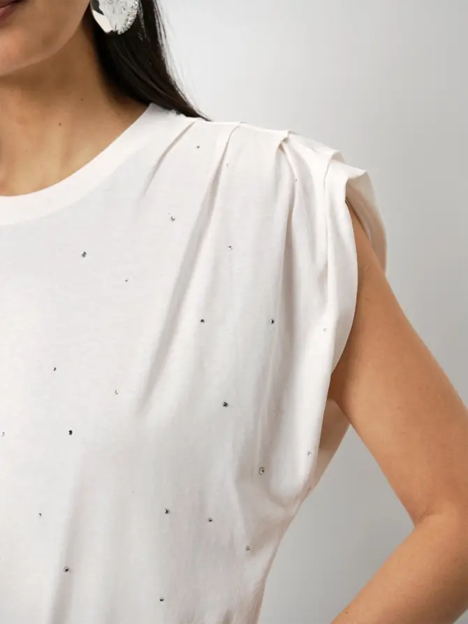 Dante 6 T-shirt Met Strass Creme