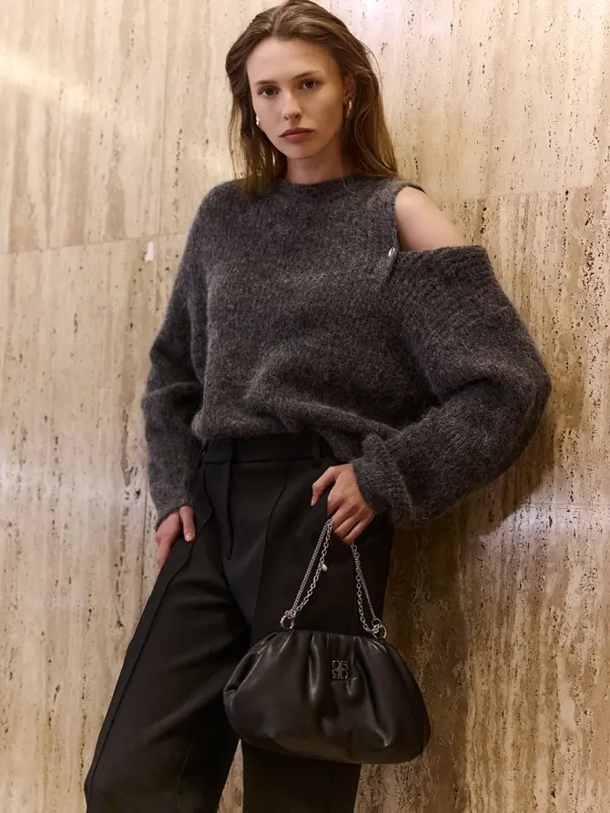 Dante 6 Trui Met Knoopdetails Donkergijs