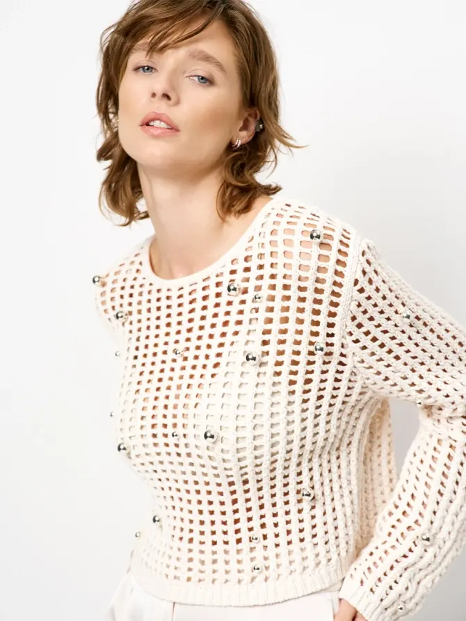 dante 6 Trui met kralen Creme