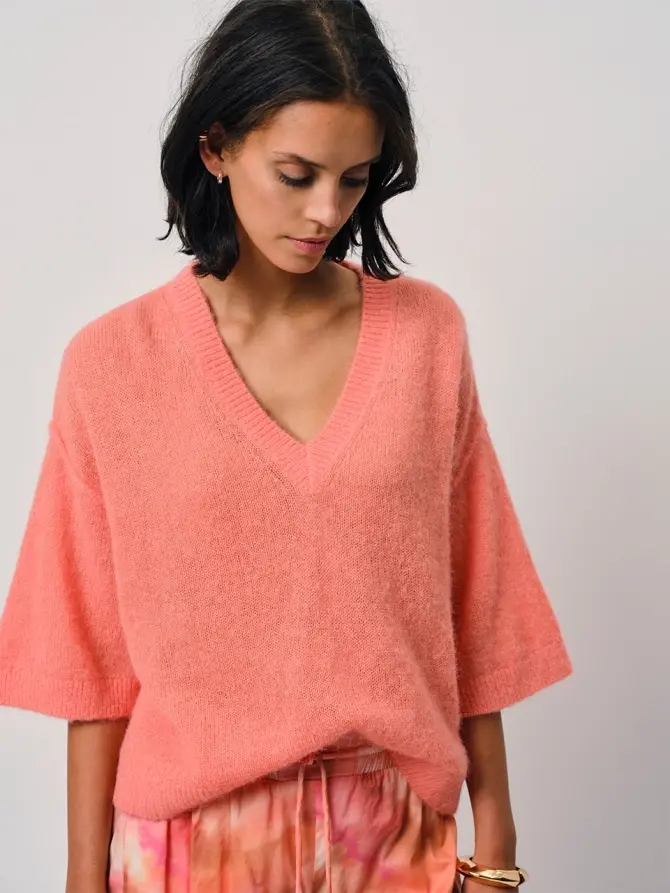 Dante 6 V-hals Gebreide Trui Radiant Apricot