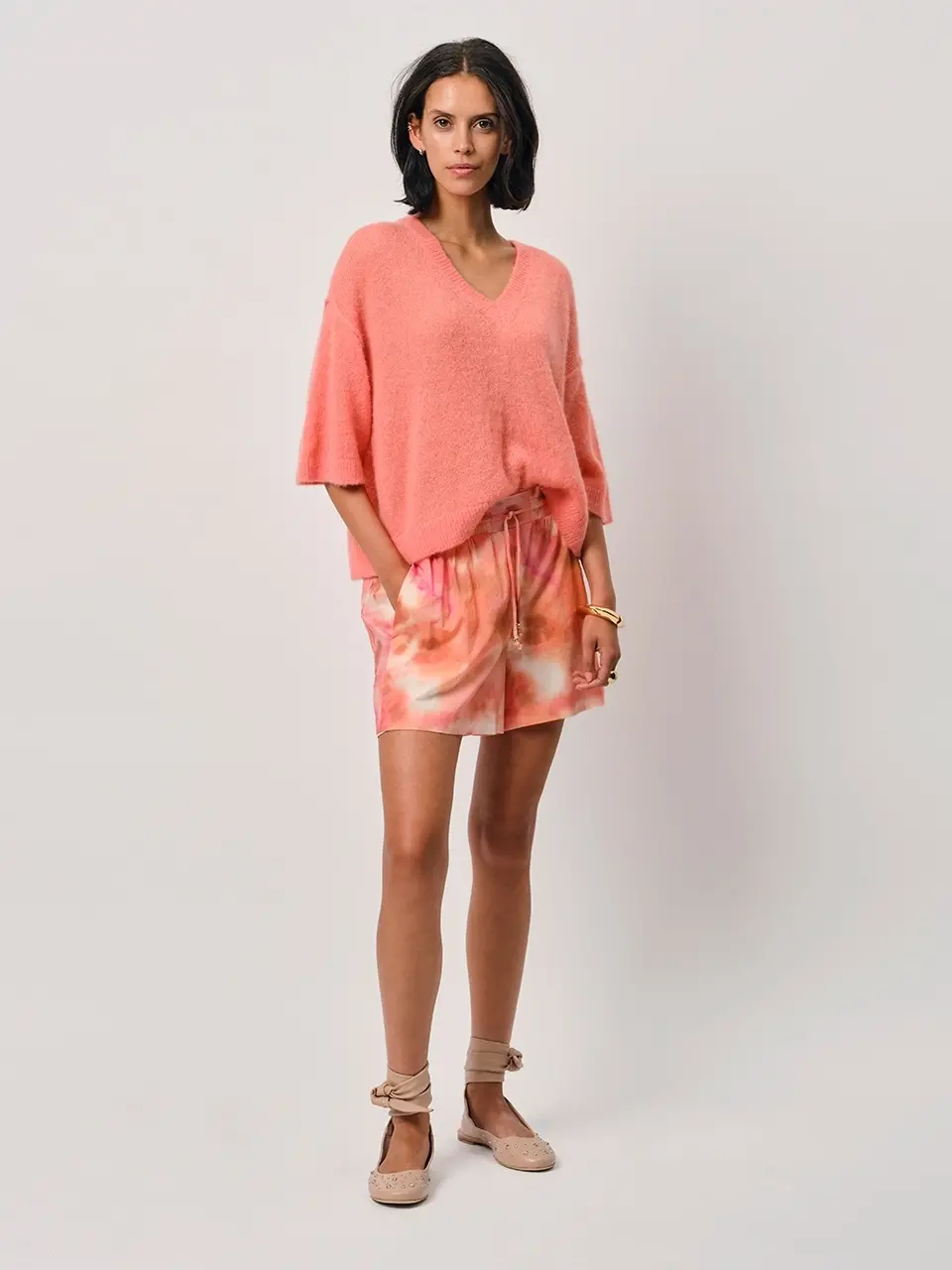 Dante 6 V-hals Gebreide Trui Radiant Apricot