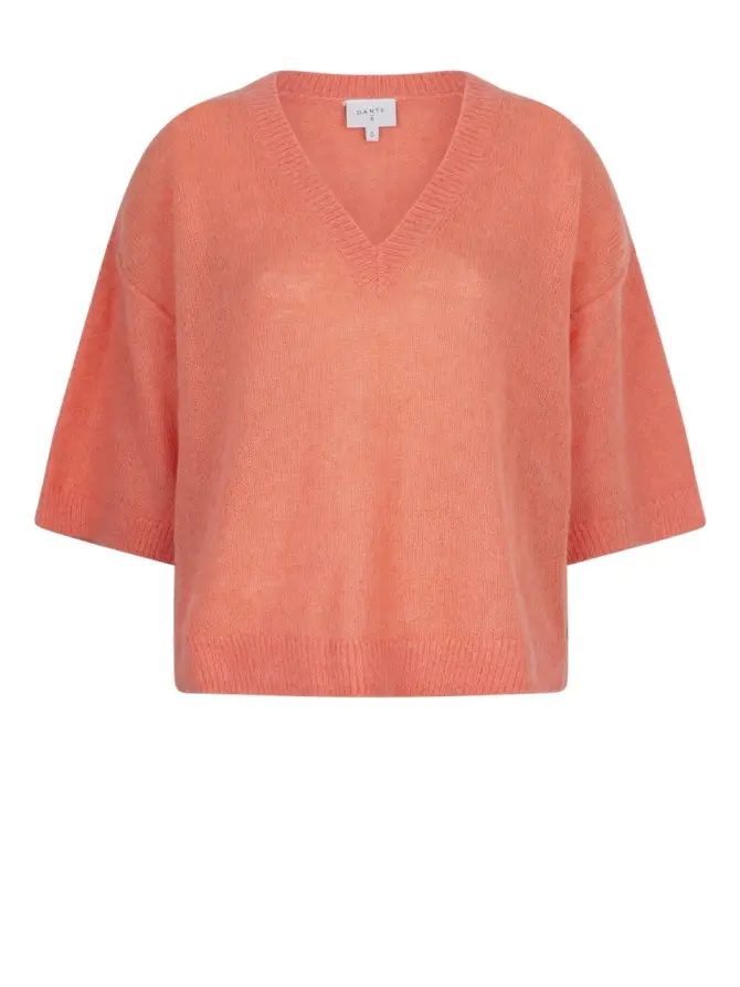 dante 6 V-hals gebreide trui Radiant apricot