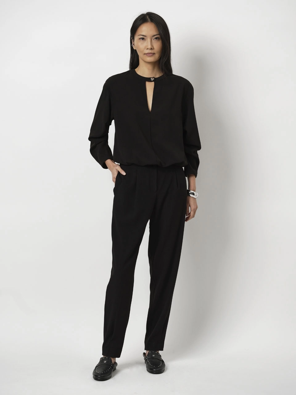 Dante 6 V-hals Top Met Koord Zwart