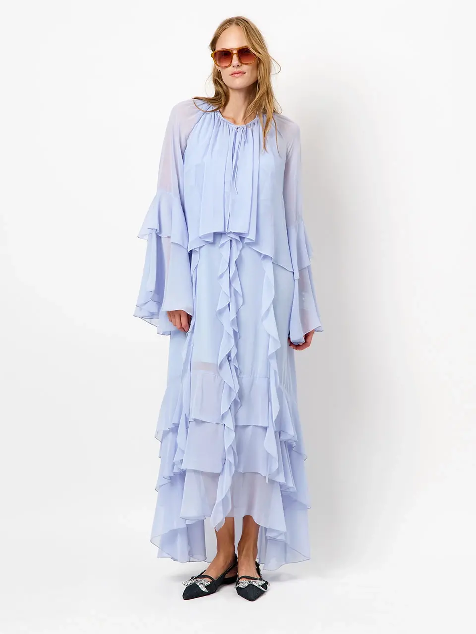 Dante 6 Volant Blouse Blauw