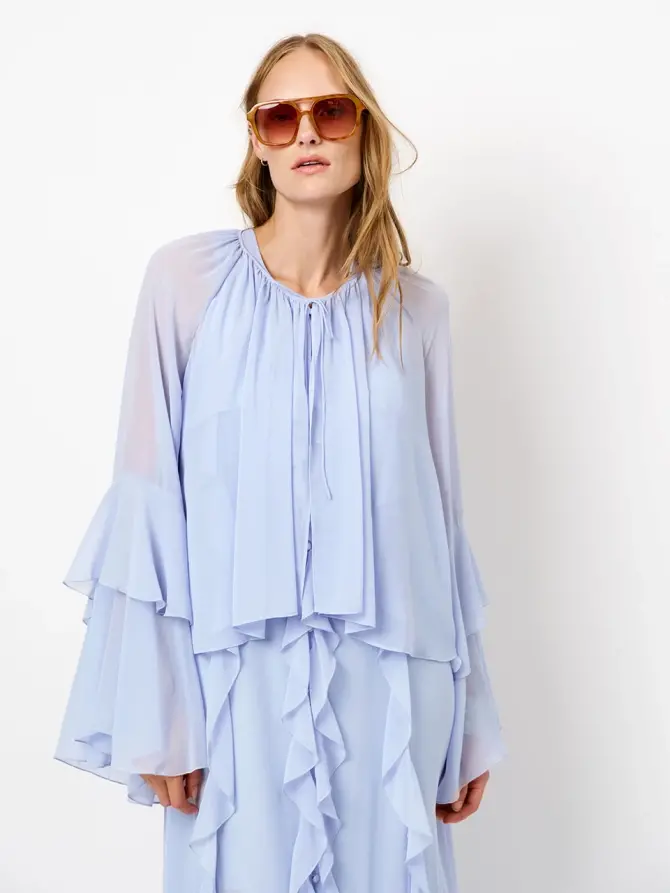 Dante 6 Volant Blouse Blauw