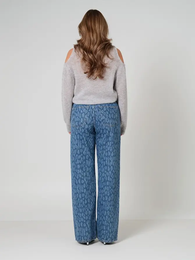 Dante 6 Wide Leg Leopard Jeans Blauw