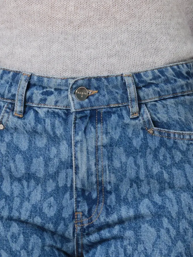 Dante 6 Wide Leg Leopard Jeans Blauw