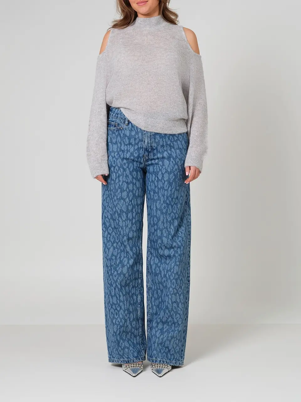 Dante 6 Wide Leg Leopard Jeans Blauw