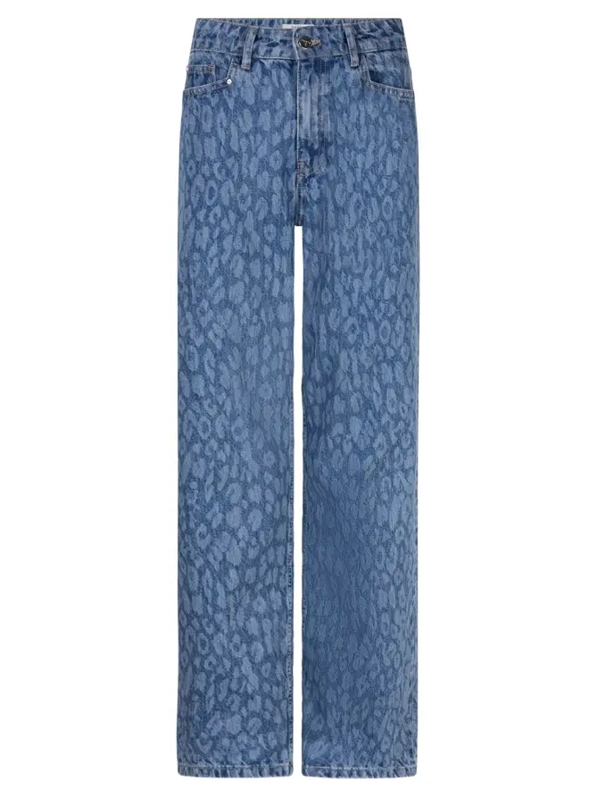 dante 6 Wide leg leopard jeans Blauw
