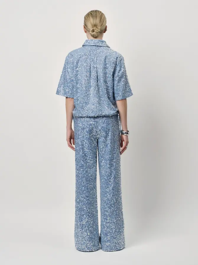 Dante 6 Wide Leg Pailletten Jeans Skywash Blue