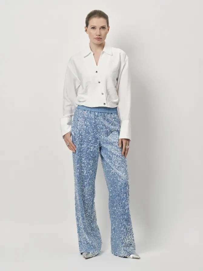 Dante 6 Wide Leg Pailletten Jeans Skywash Blue