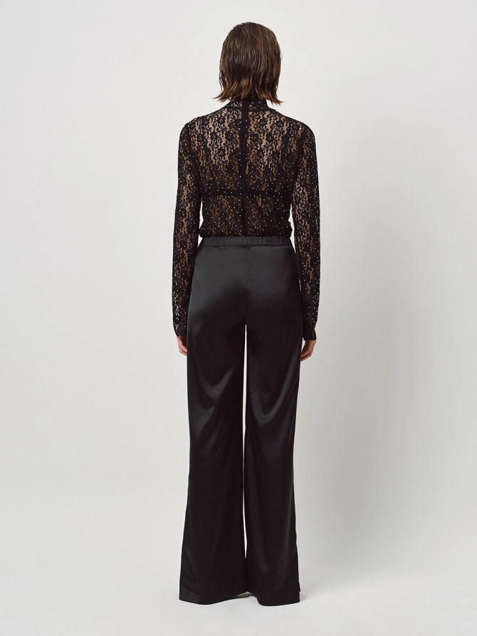 Dante 6 Wide Leg Satijn Broek Zwart