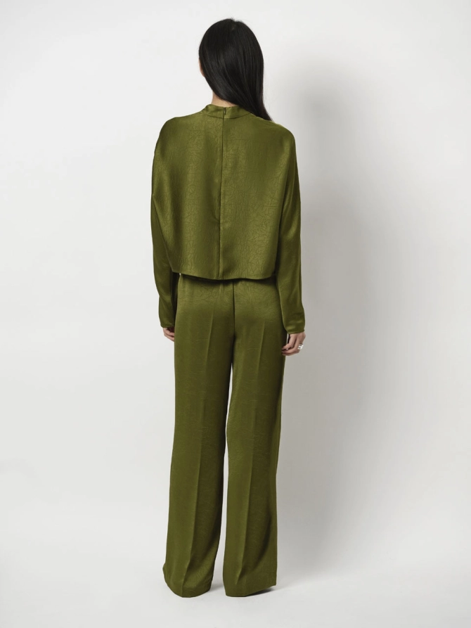 Dante 6 Wijde Gestructureerde Broek Groen