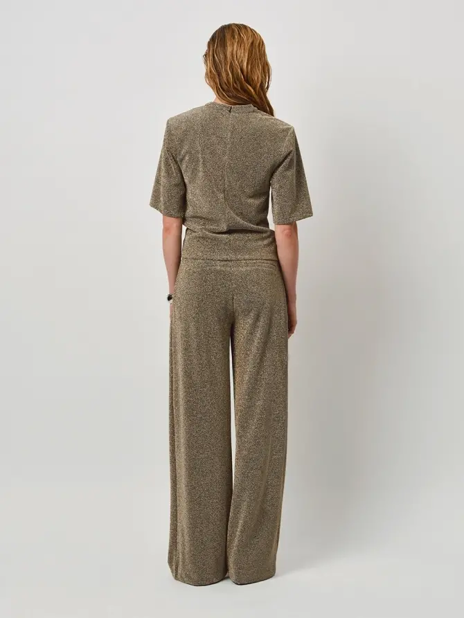 Dante 6 Wijde Lurex Broek Champagne