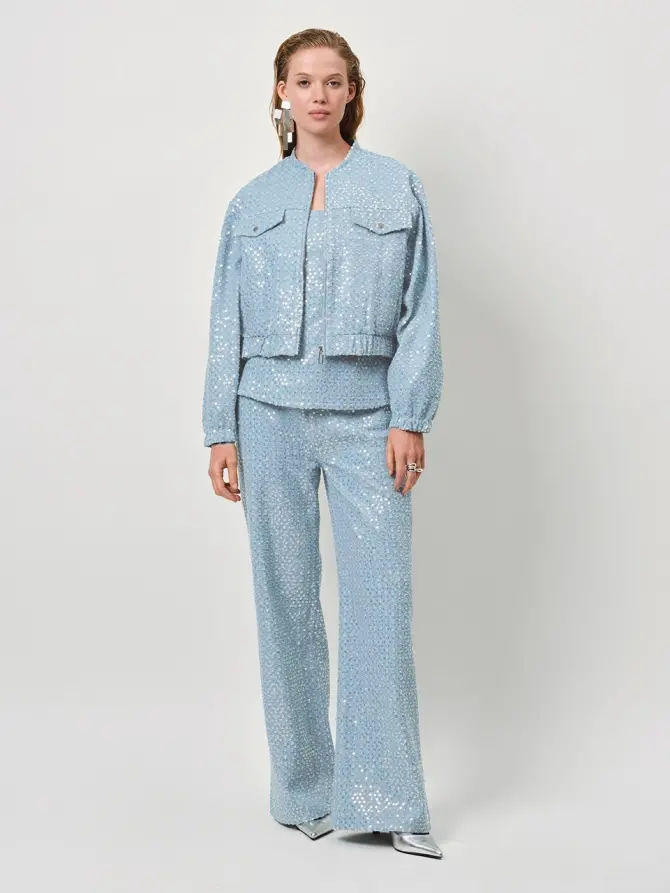 Dante 6 Wijde Pailletten Jeans Blauw