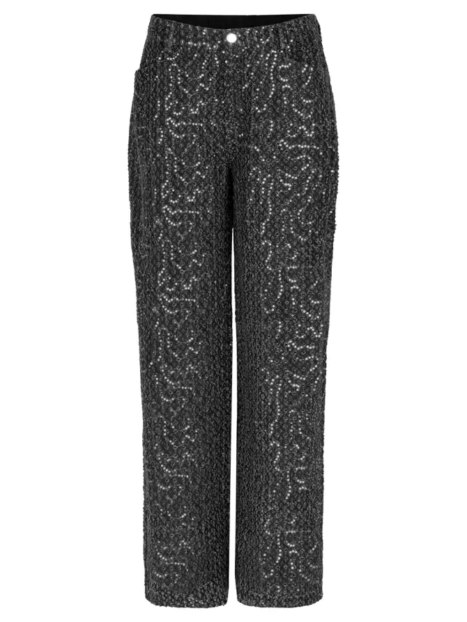 dante 6 Wijde pailletten jeans Washed Black