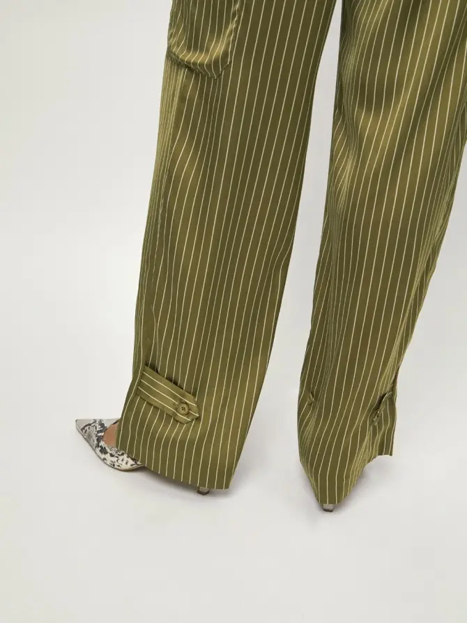 Dante 6 Wijde Pinstripe Broek Groen