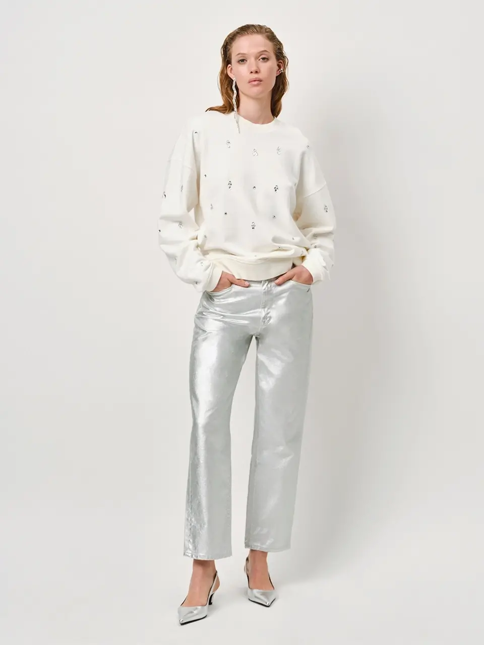 Dante 6 Zilveren Cropped Jeans Zilver