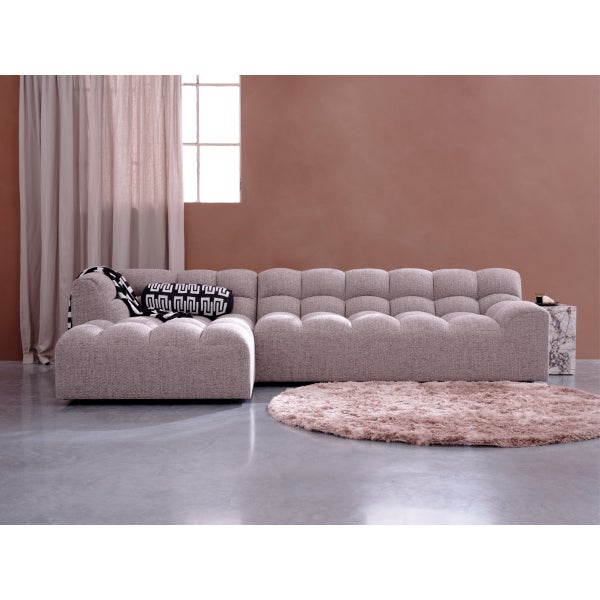 De Eekhoorn ALLURE CHAISE LONGUE LINKS GEWEVEN STOF BRUIN MELANGE